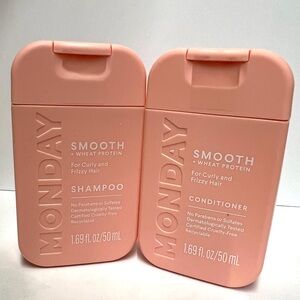 Monday Smooth Shampoo & Conditioner For Curly & Frizzy Hair 1.69 oz Travel Size